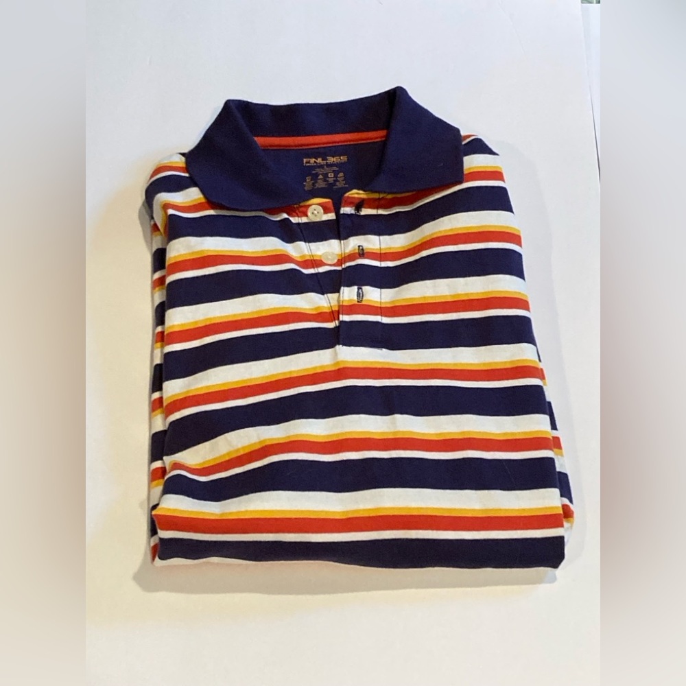 Finl365 Rugby Shirt Men’s Red White Blue Striped 90s Retro Preppy Size L - Picture 2 of 7